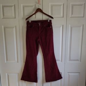 Ariat Super Flare HI Rise Cordoroy Burgundy Size 30 Zip Front